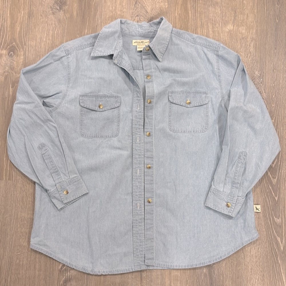 Eddie Bauer Light Blue Button-Down Denim Shirt
